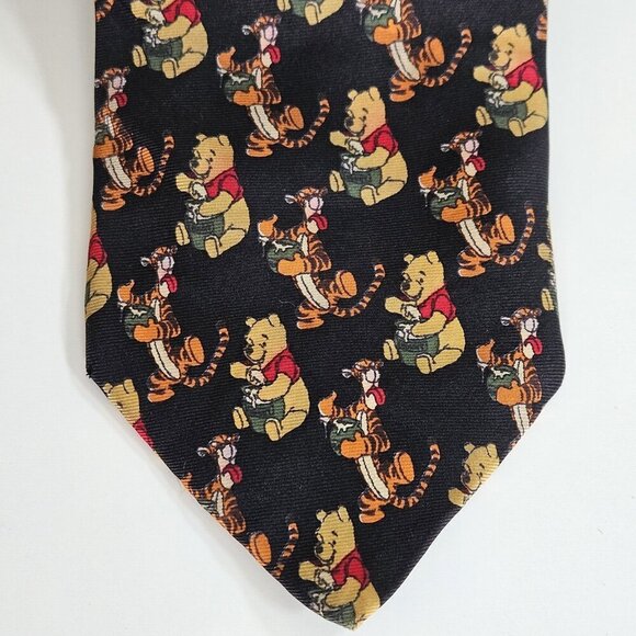 Disney Themed Silk Tie Lot of 2 Pooh Mickey Donald AOP W3.5 L57.5 - 58.5 Boho - Picture 11 of 16